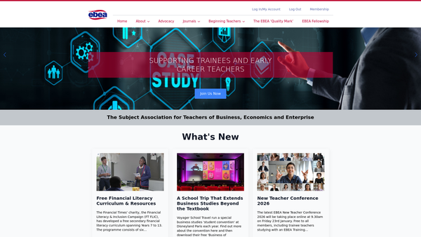 Screenshot of the The Economics, Business And Enterprise Association website
