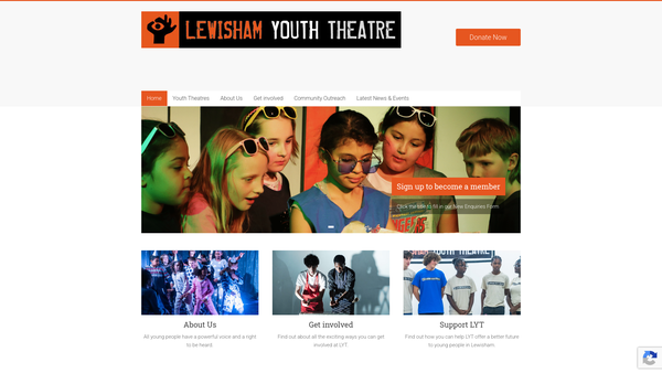 Screenshot of the Lewisham Youth Theatre Ltd website