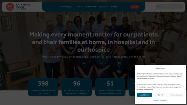 Screenshot of the Katharine House Hospice Trust website
