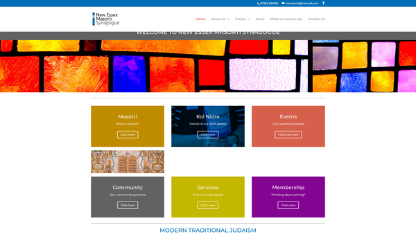 Screenshot of the The New Essex Masorti Congregation website