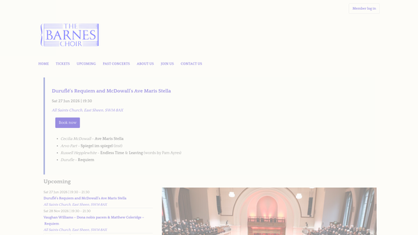 Screenshot of the The Barnes Choir website