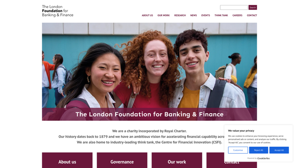 Screenshot of the The London Foundation for Banking & Finance website