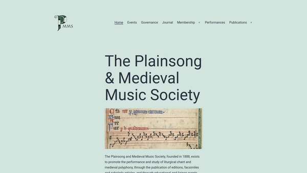 Screenshot of the Plainsong And Mediaeval Music Society website