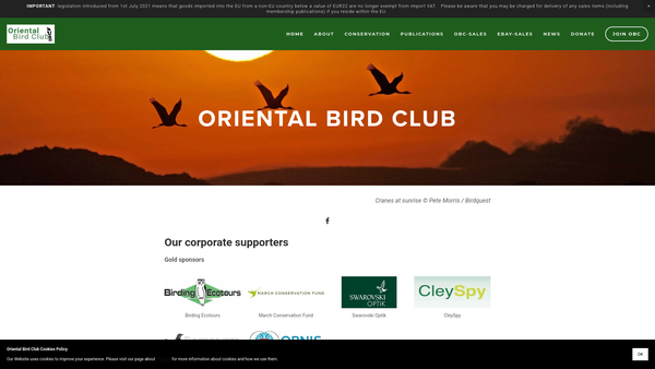 Screenshot of the Oriental Bird Club website
