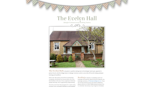 Screenshot of the Abinger Common Village Hall (Evelyn Hall) website
