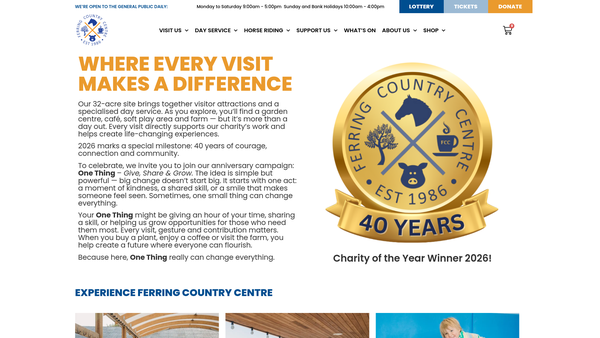 Screenshot of the Ferring Country Centre Limited website