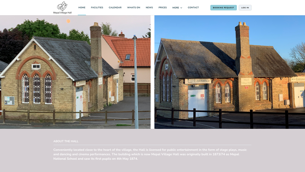 Screenshot of the Mepal Village Hall website