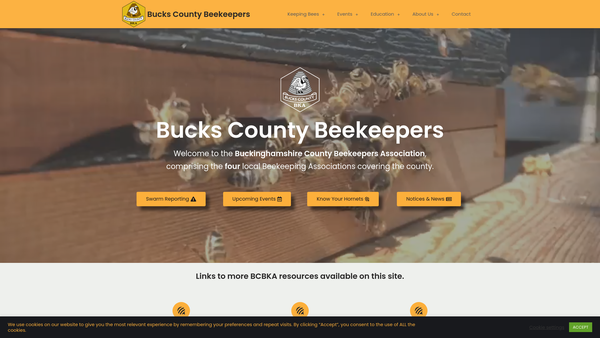 Screenshot of the Bucks County Beekeepers Association website