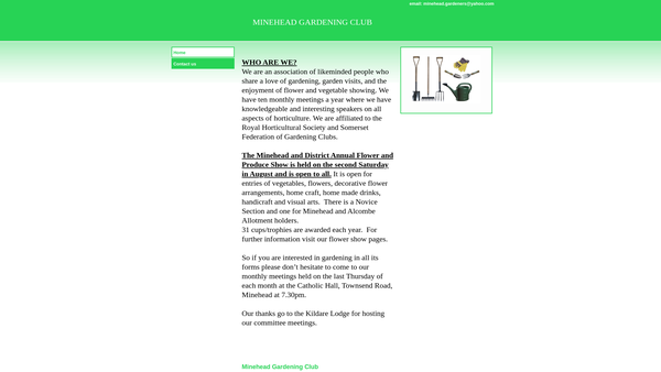 Screenshot of the Minehead Gardening Club website