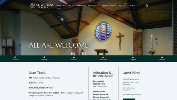 Screenshot of the Saint William Of York Youth Group website
