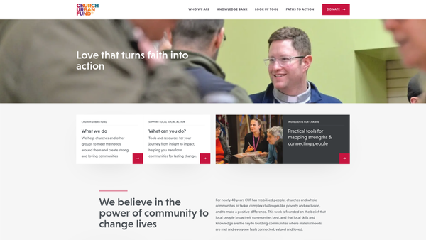 Screenshot of the Church Urban Fund website