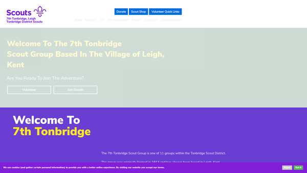 Screenshot of the The 7th Tonbridge (Eden Valley) Scout Group Trust website