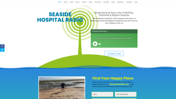 Screenshot of the Seaside Hospital Radio website