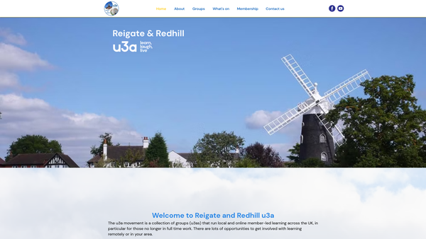 Screenshot of the Reigate And Redhill U3A website
