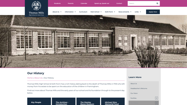 Screenshot of the The Michael Sims Memorial Fund website