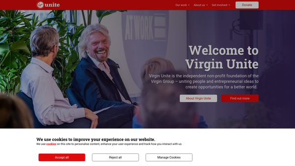 Screenshot of the The Virgin Foundation website