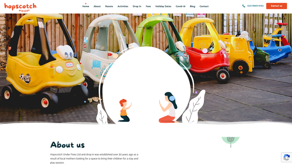 Screenshot of the Hopscotch Under Fives Limited website