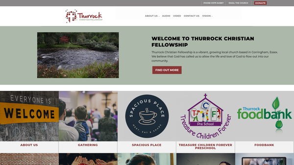 Screenshot of the Thurrock Christian Fellowship website