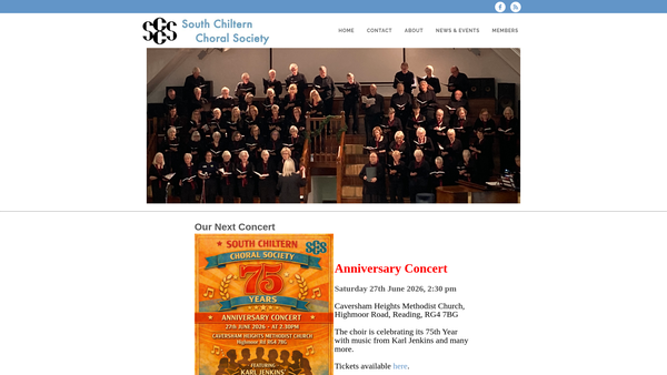 Screenshot of the South Chiltern Choral Society website