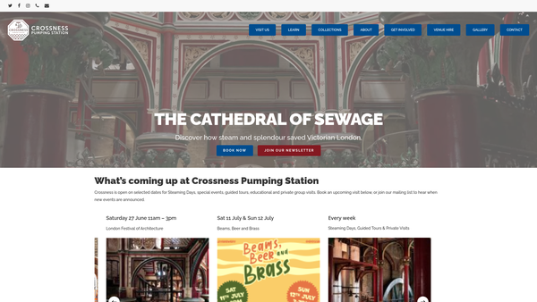 Screenshot of the The Crossness Engines Trust website