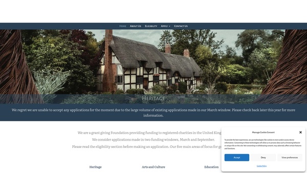 Screenshot of the The Michael Bishop Foundation website