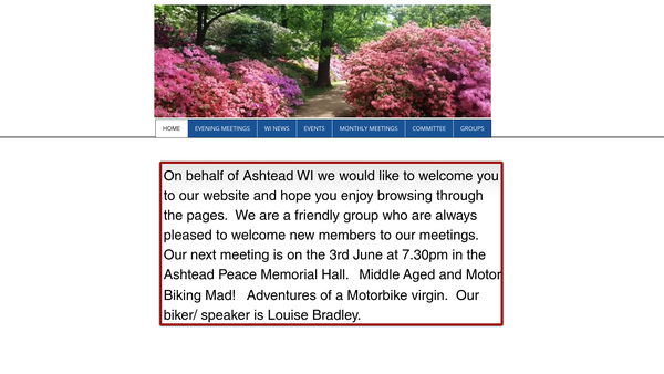 Screenshot of the Ashtead Women's Institute website