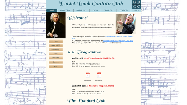 Screenshot of the Dorset Bach Cantata Club website