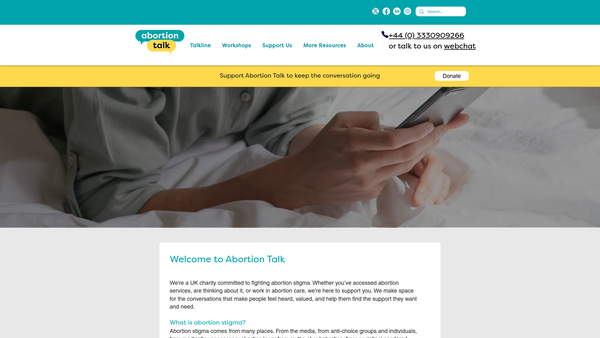 Screenshot of the Abortion Talk website