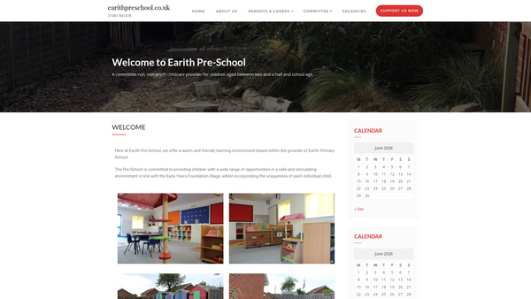 Screenshot of the Earith Pre-School 7 website
