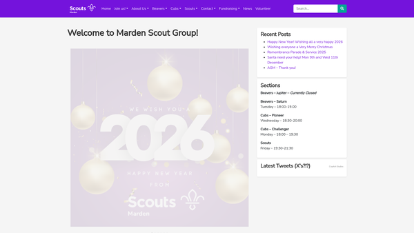 Screenshot of the Marden Scout Group website
