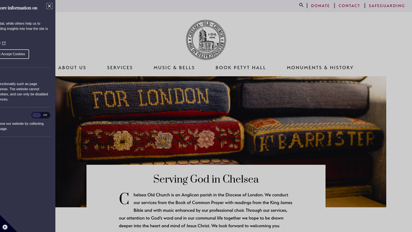 Screenshot of the The Chelsea Old Church Trust website