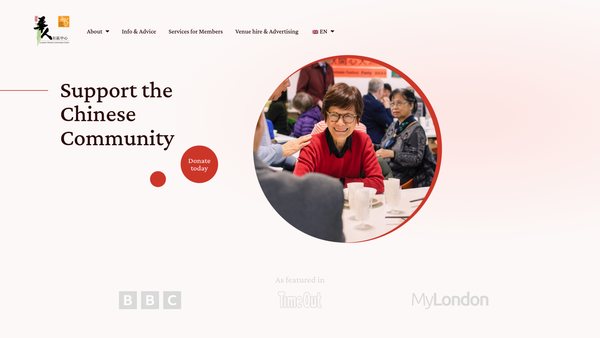 Screenshot of the Chinese Community Centre website