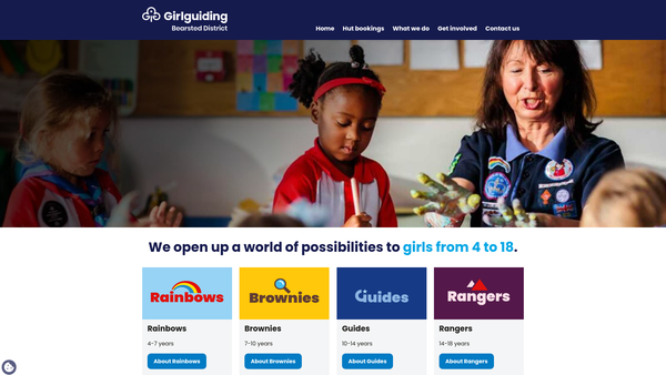 Screenshot of the Bearsted District Guide Association website