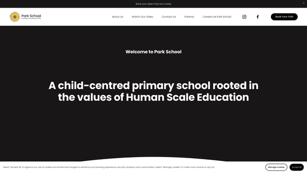 Screenshot of the Park School website