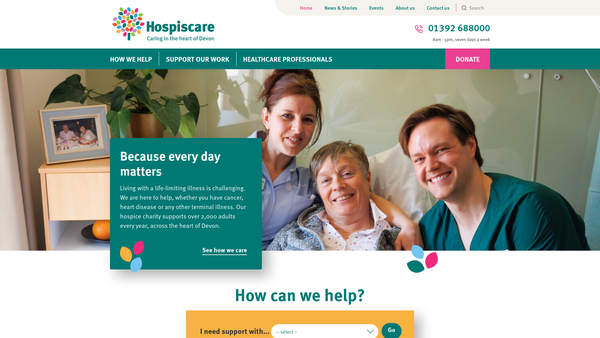 Screenshot of the Hospiscare website