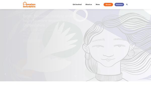 Screenshot of the Homeless Oxfordshire Limited website