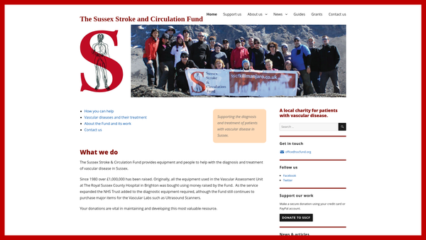 Screenshot of the The Sussex Stroke And Circulation Fund website