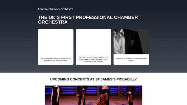 Screenshot of the The London Chamber Orchestra Trust website