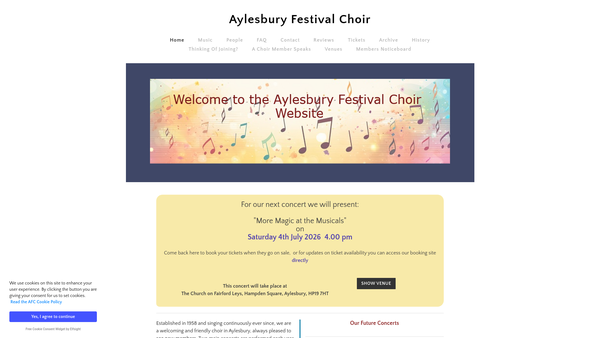 Screenshot of the Aylesbury Festival Choir website