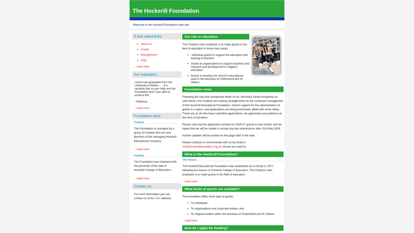 Screenshot of the The Hockerill Educational Company Limited website