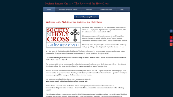 Screenshot of the Society Of The Holy Cross (Also Known As Societas Sanctae Crucis) website