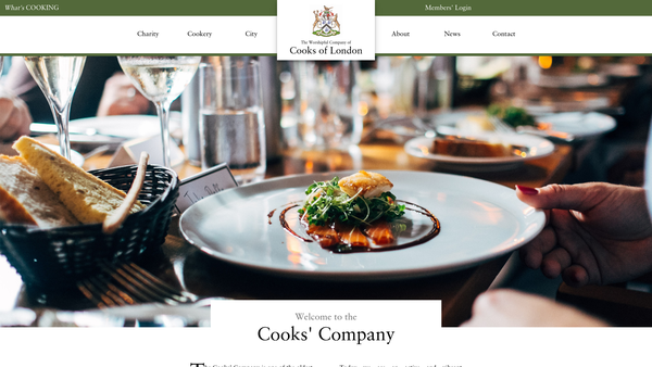 Screenshot of the The Cooks Charity website