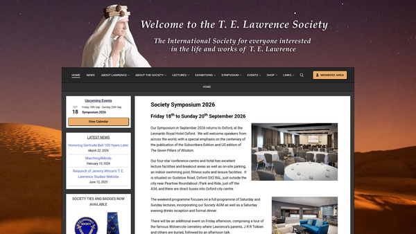 Screenshot of the The T E Lawrence Society website