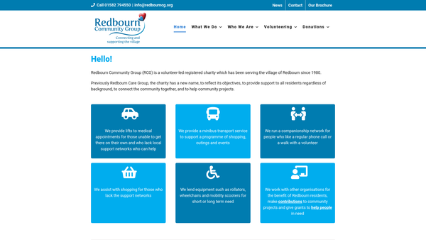 Screenshot of the Redbourn Community Group website