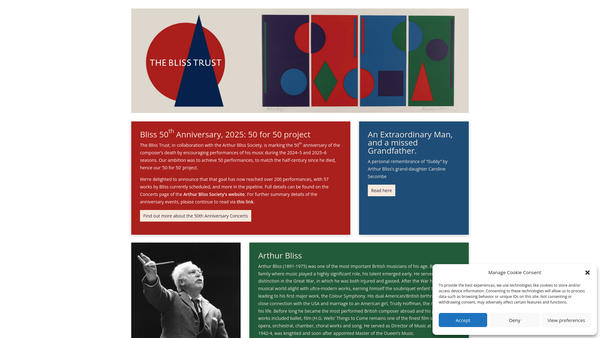 Screenshot of the The Bliss Trust website