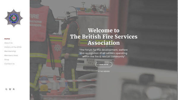 Screenshot of the The British Fire Services Association website