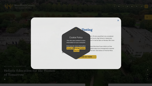 Screenshot of the The Woodford County High School Fund website