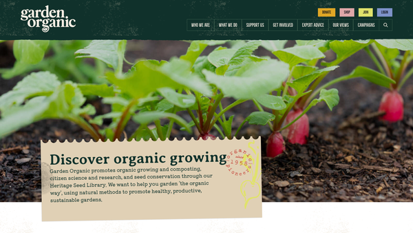 Screenshot of the The Henry Doubleday Research Association website