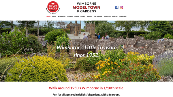 Screenshot of the Wimborne Minster Model Town website