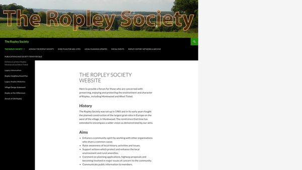 Screenshot of the The Ropley Society website
